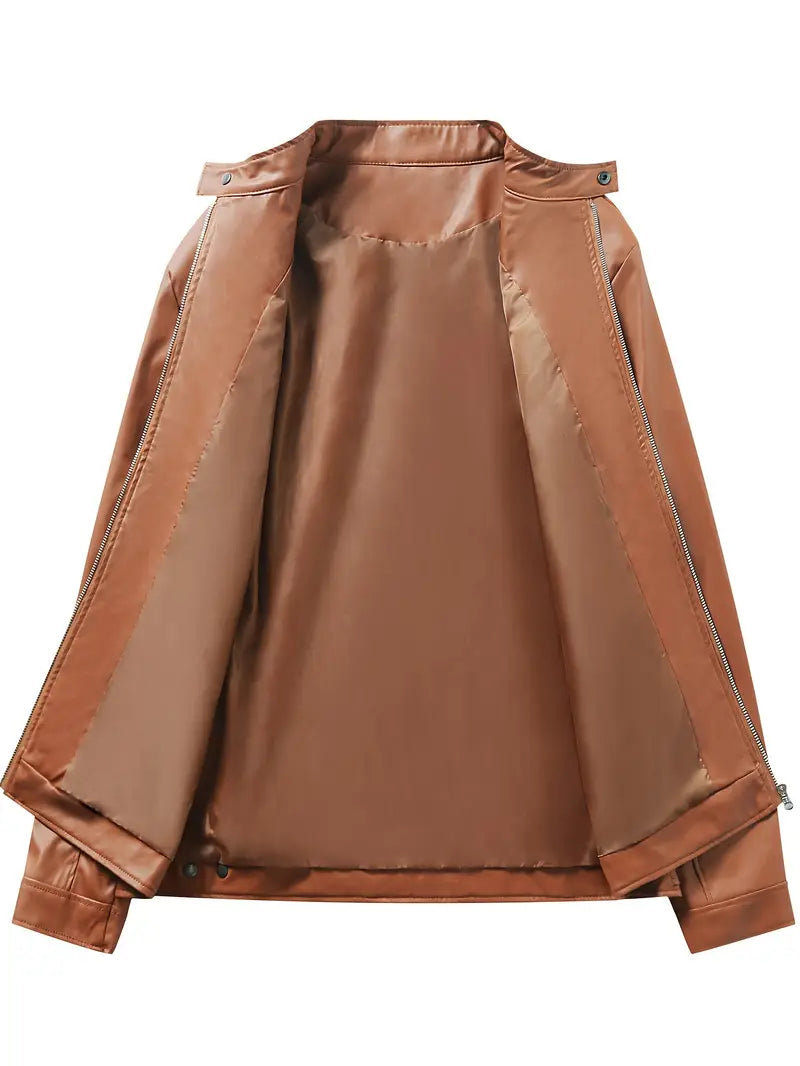 Casaco de cabedal casual