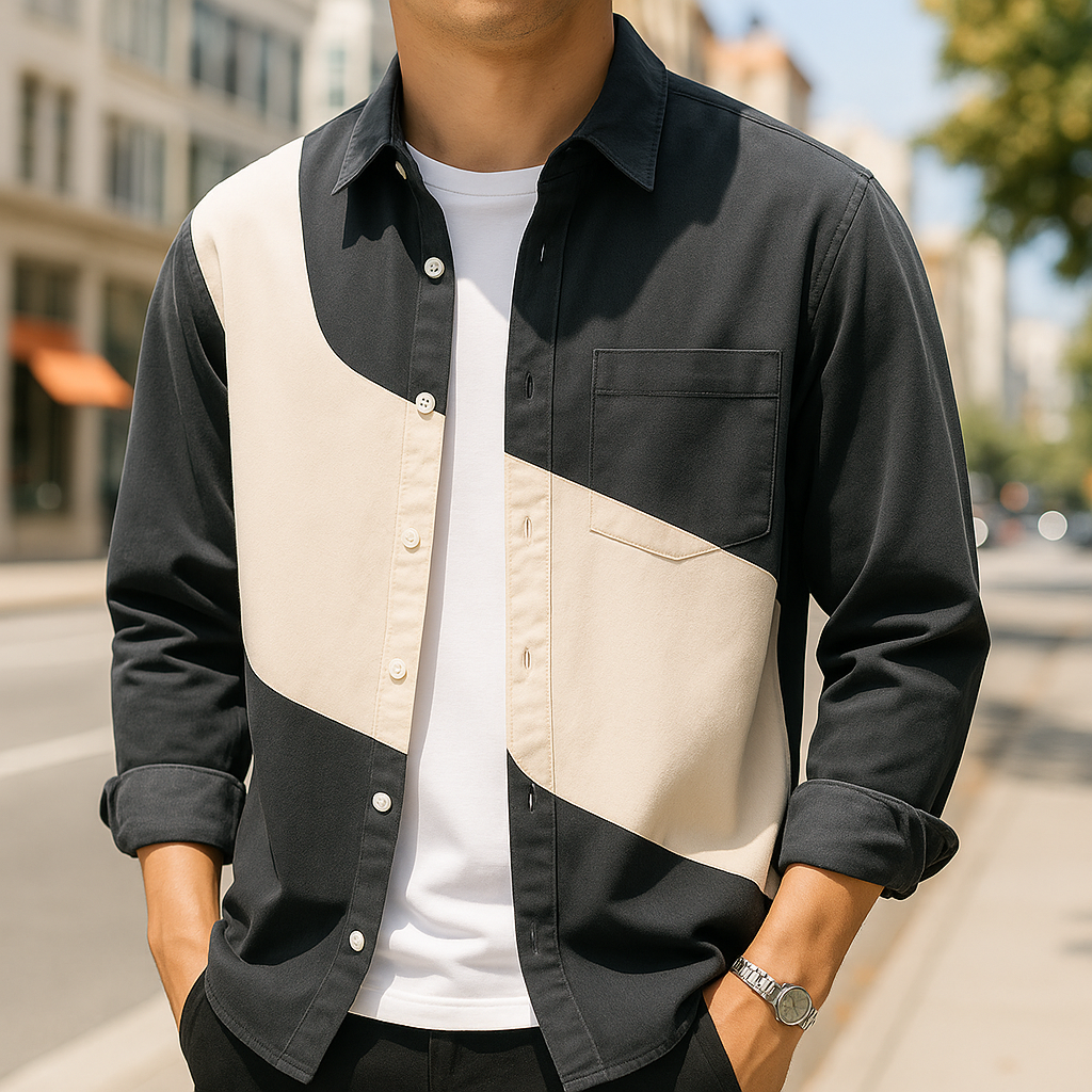 Camisa bicolor de algodão