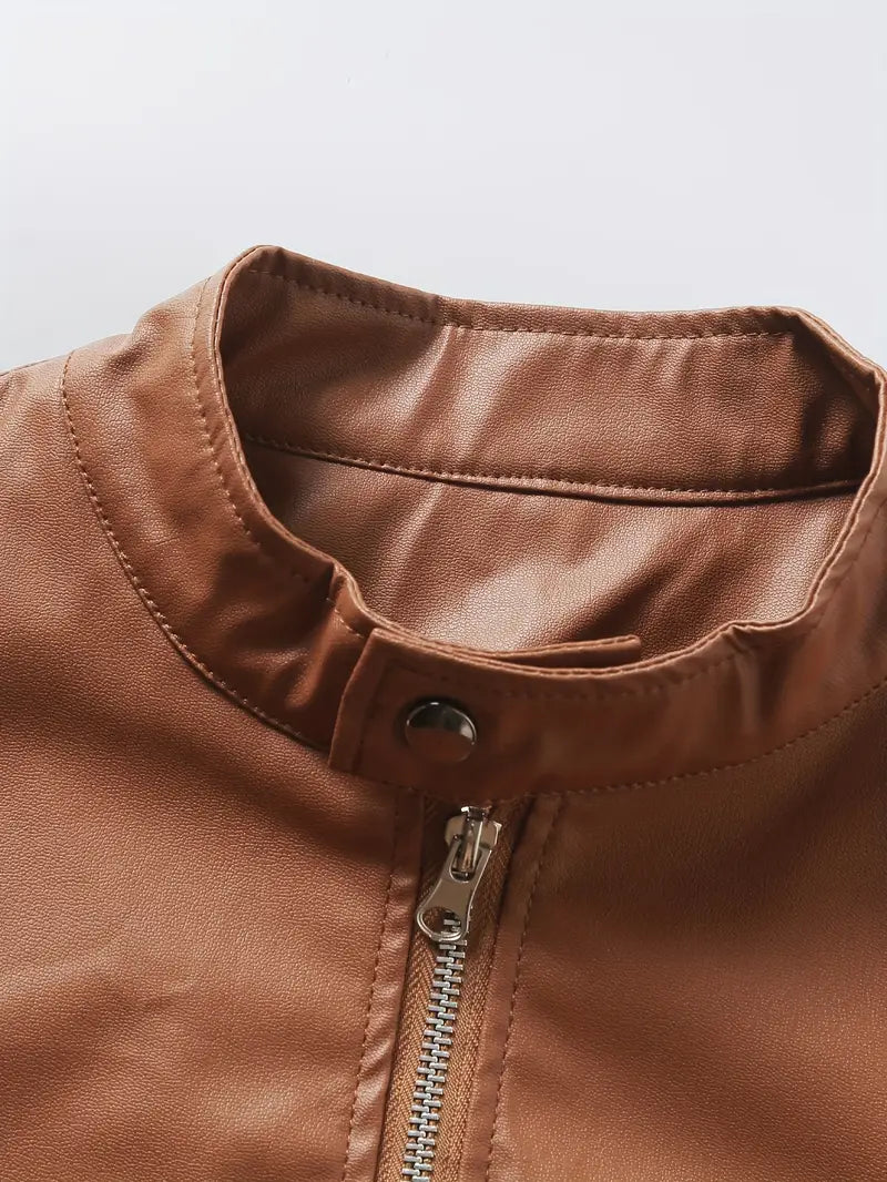 Casaco de cabedal casual