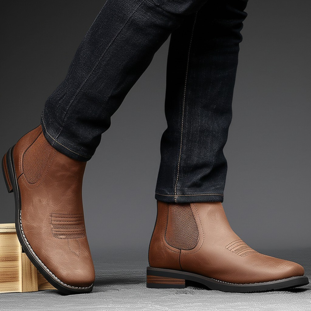 Botas de couro elegantes para homem