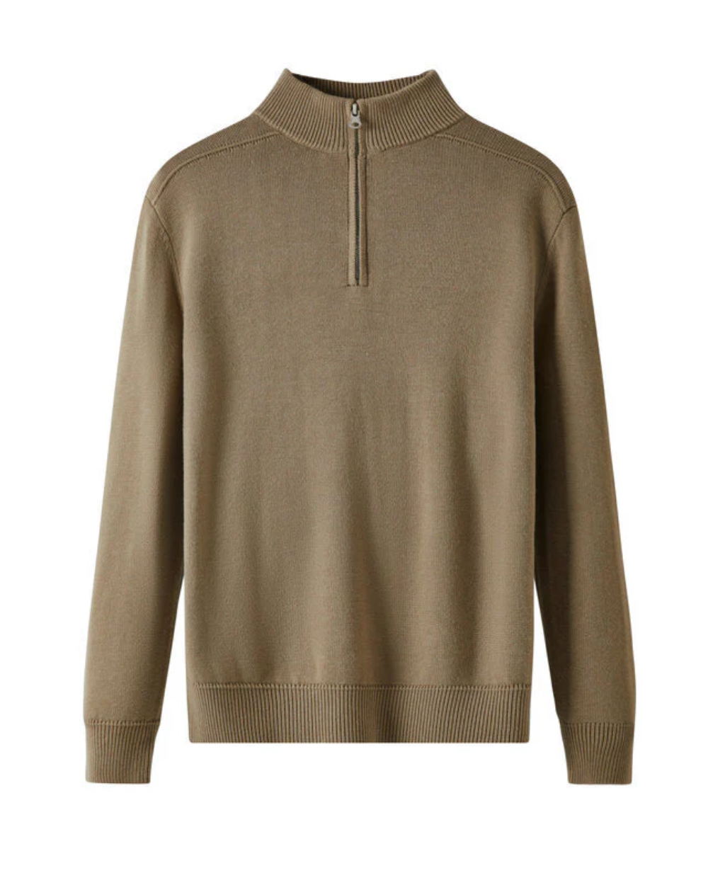 Camisola com fecho de correr em lã Merino Capri