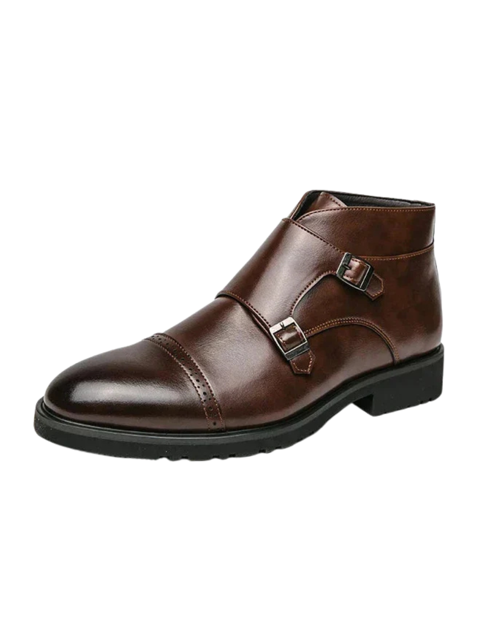 Botas de couro com fecho de fivela