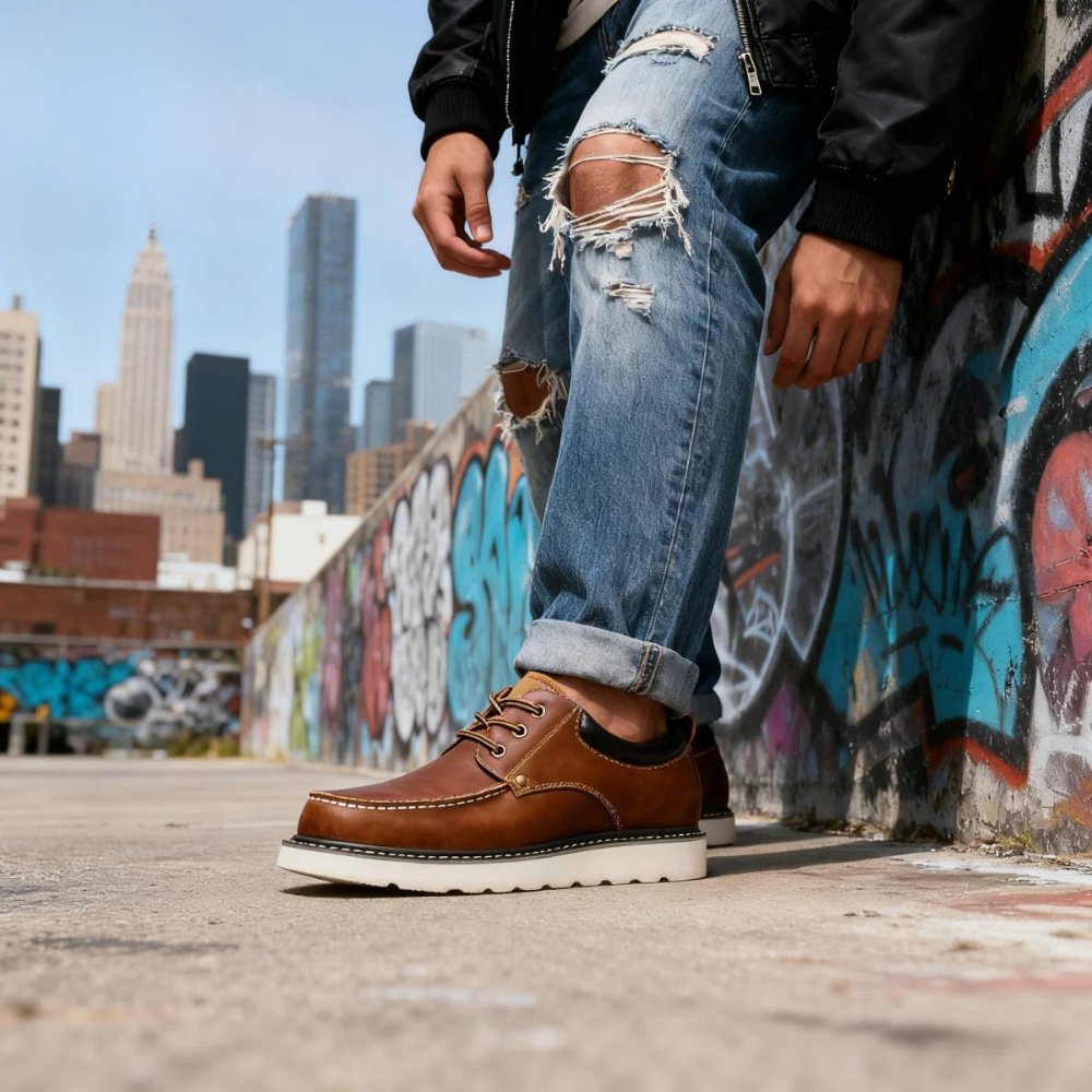 Sapatos de couro retro casuais