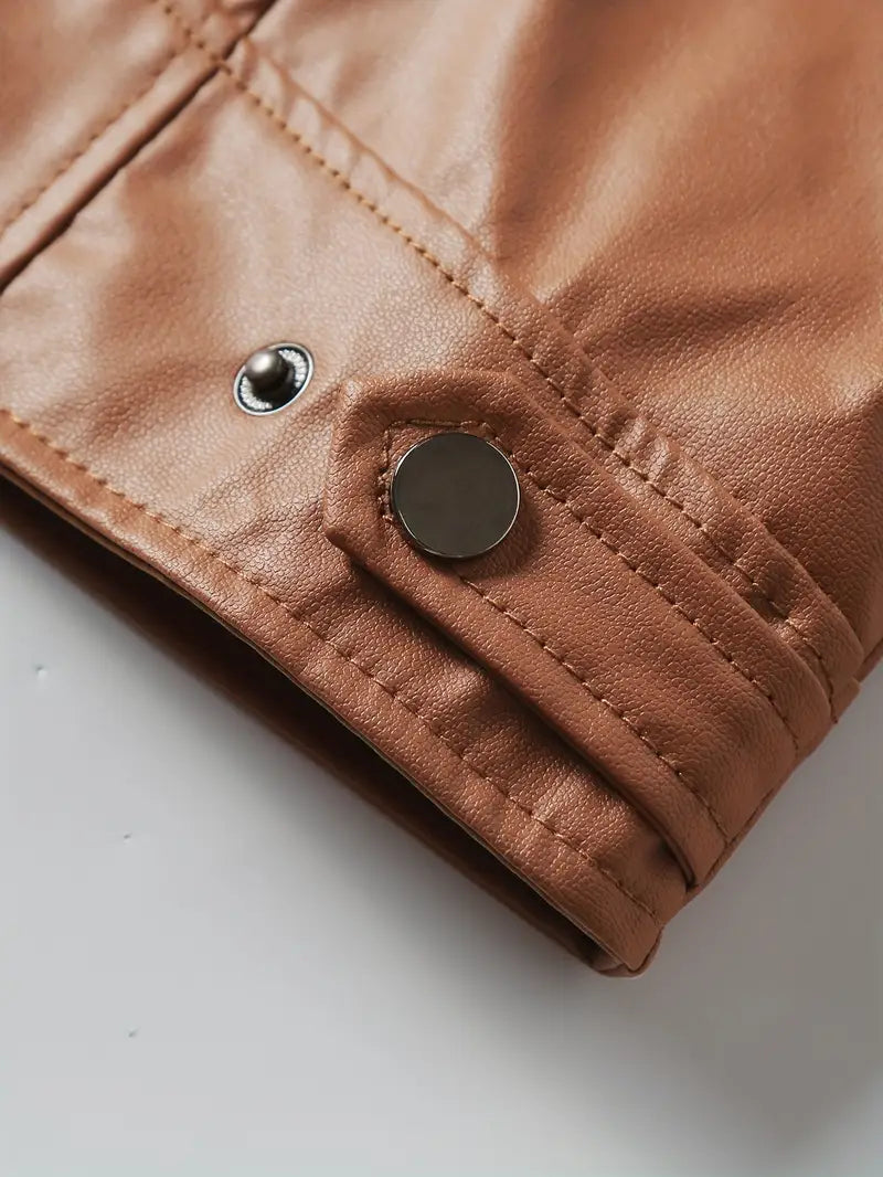 Casaco de cabedal casual