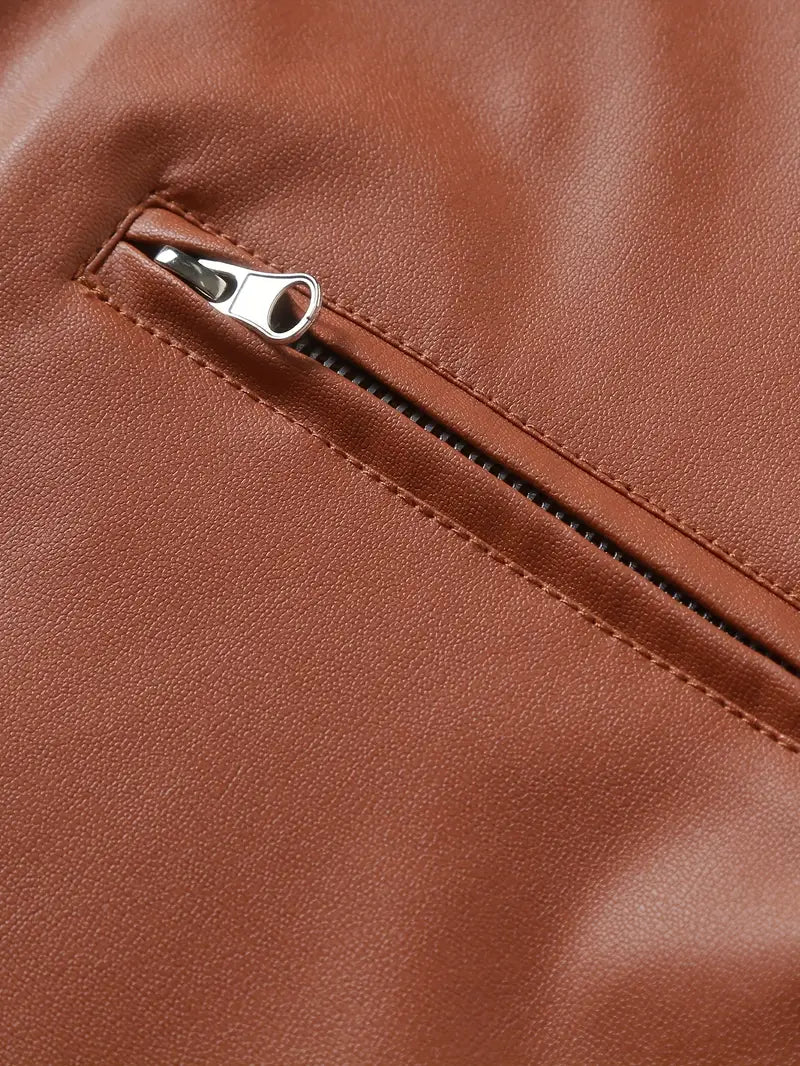 Casaco de cabedal casual