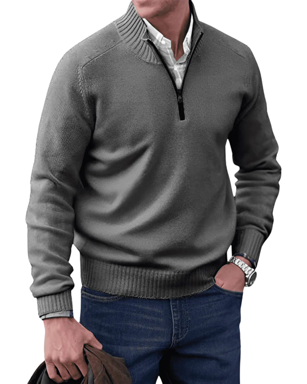 Camisola casual com fecho