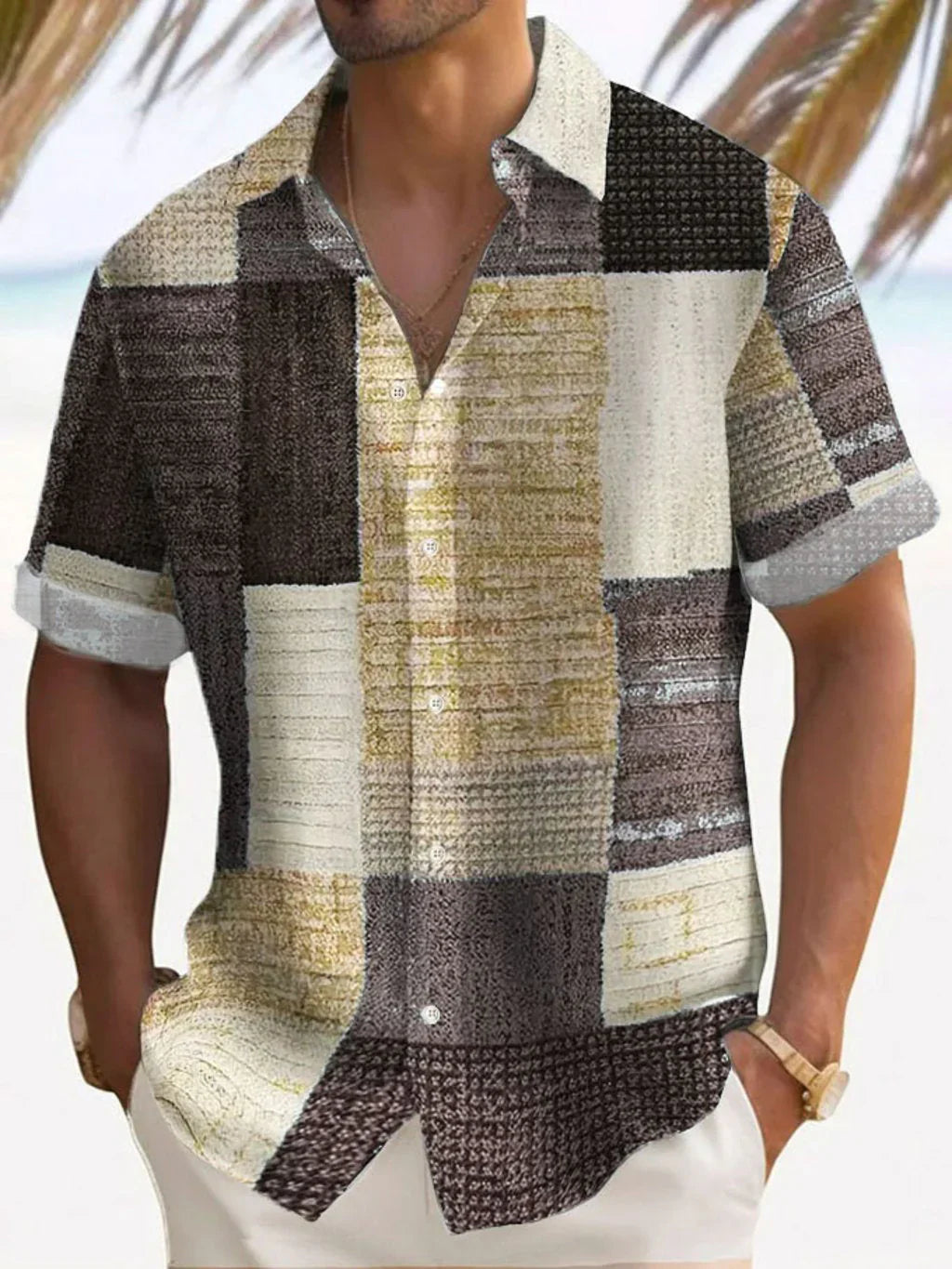 Camisa elegante em patchwork