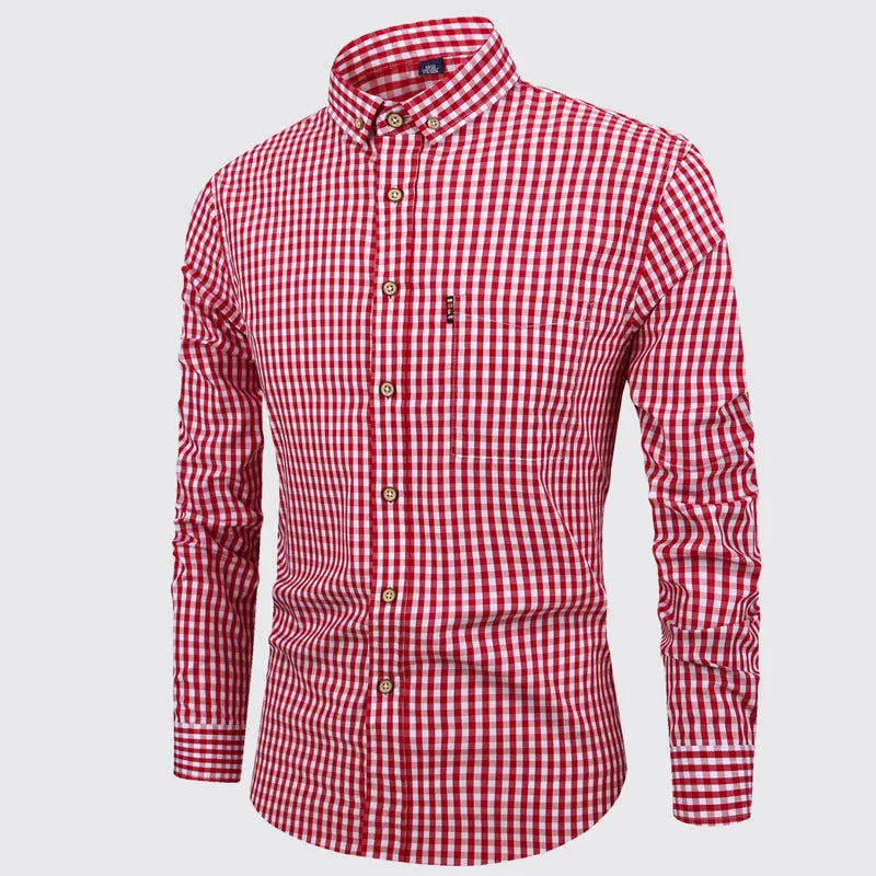 Camisa de algodão xadrez elegante