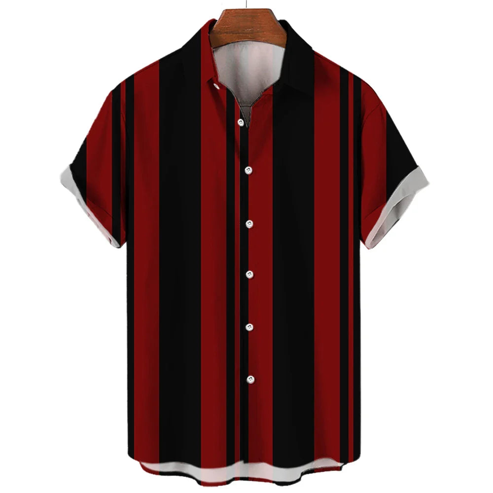 Camisa de verão de manga curta às riscas