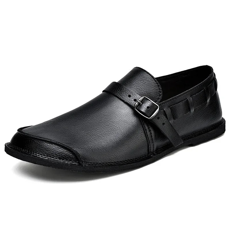 Mocassins de couro com fivela