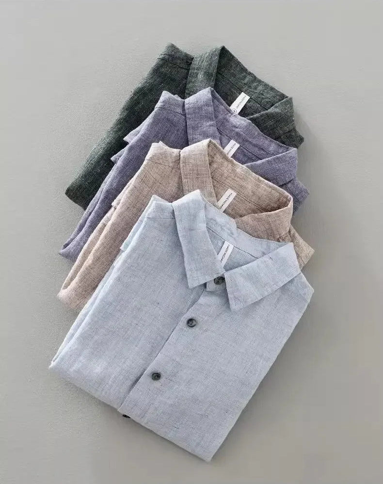 Camisa de linho de manga curta