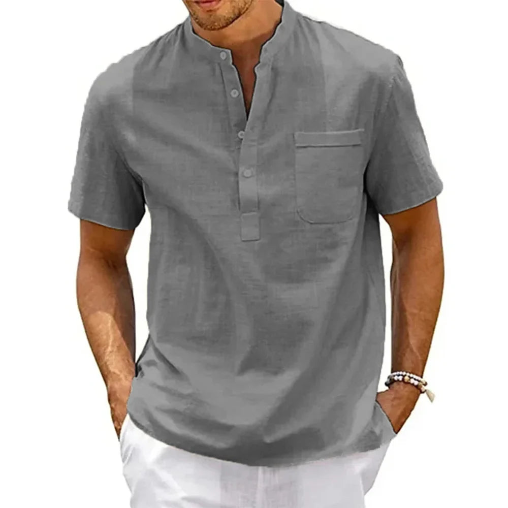 Camisa elegante em linho de algodão