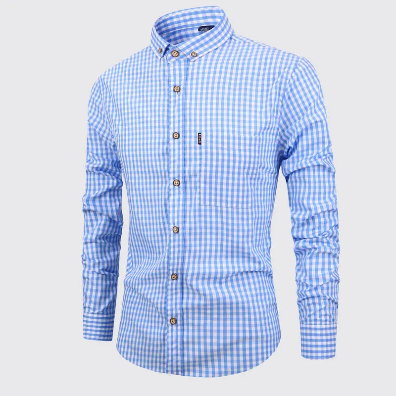 Camisa de algodão xadrez elegante