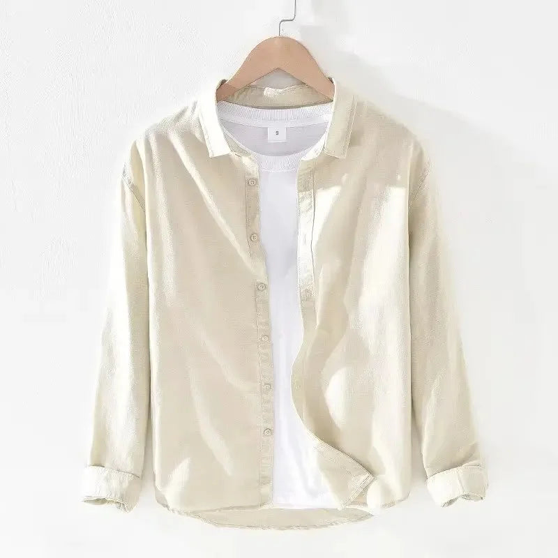 Camisa casual de algodão e linho