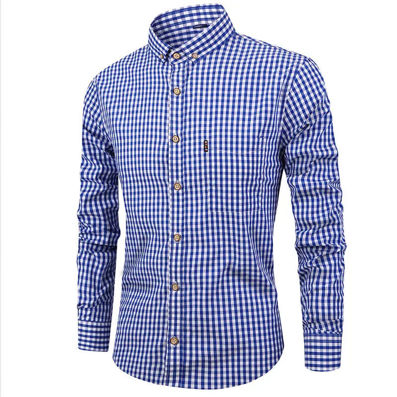 Camisa de algodão xadrez elegante