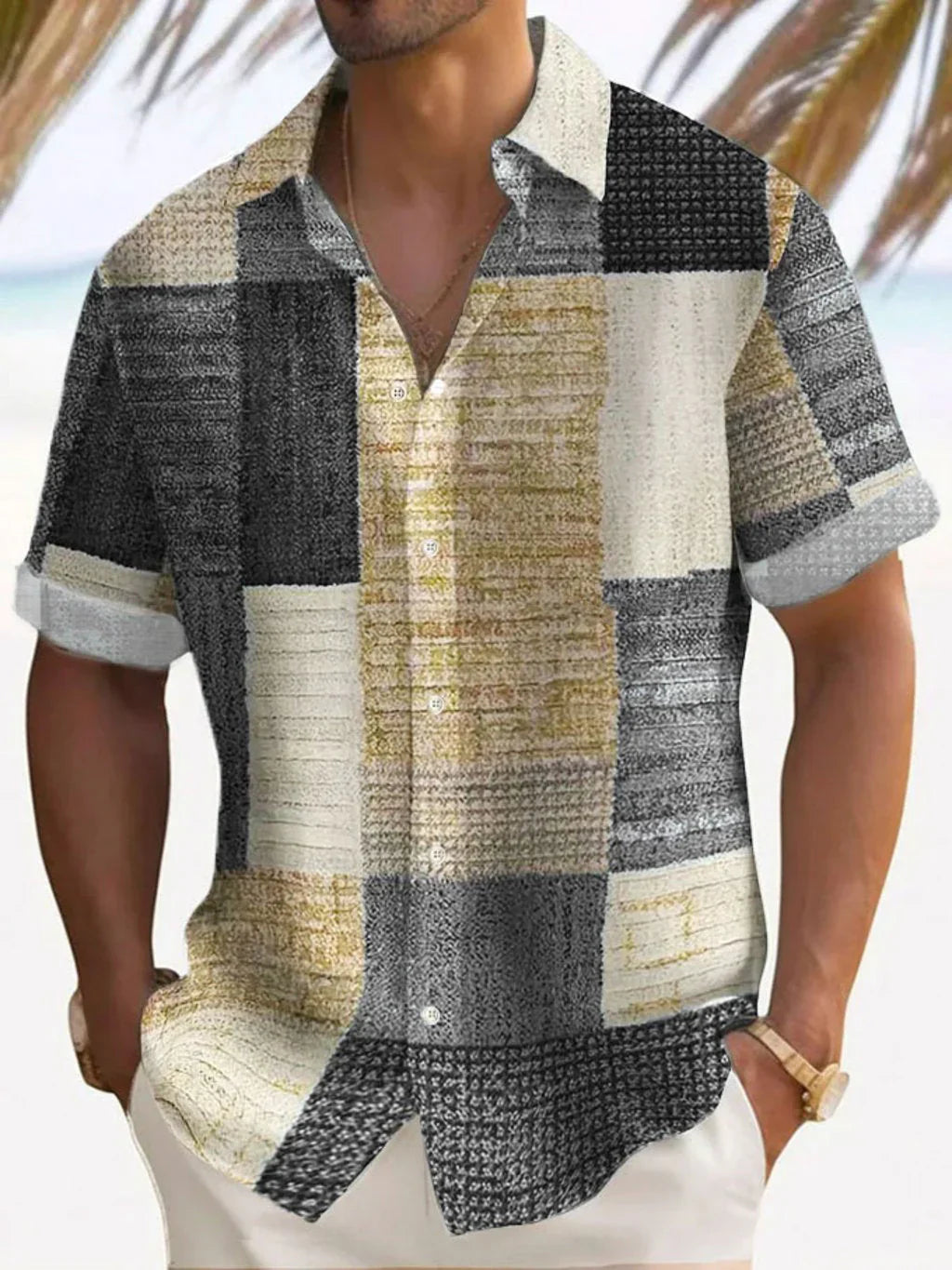 Camisa elegante em patchwork