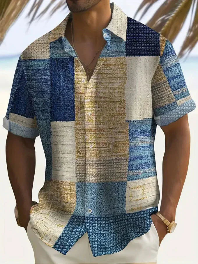 Camisa elegante em patchwork