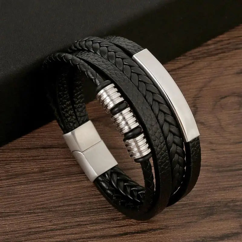Pulseira clássica de couro para homem