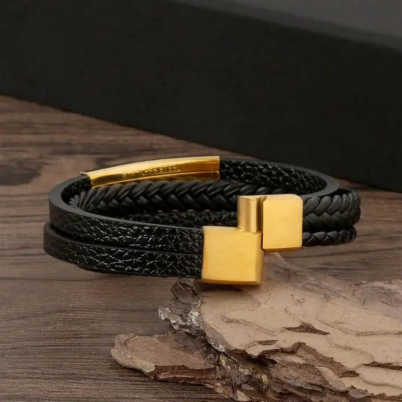 Pulseira clássica de couro para homem