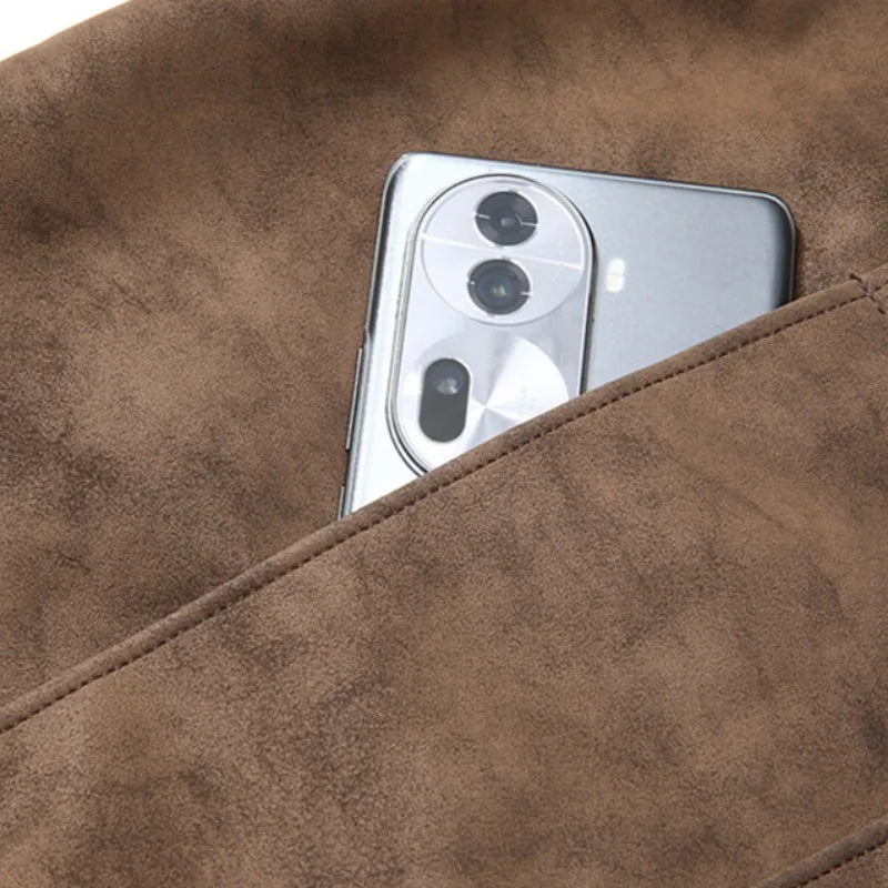 Casaco de basebol em camurça