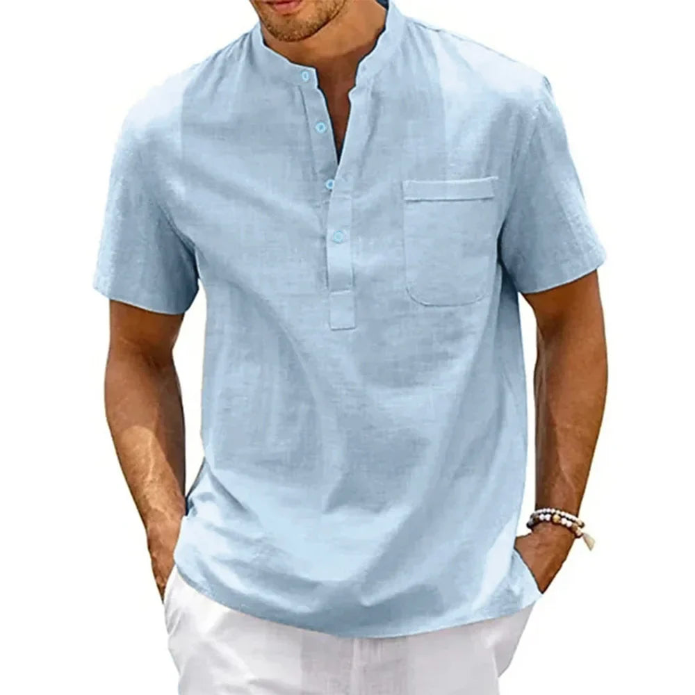 Camisa elegante em linho de algodão