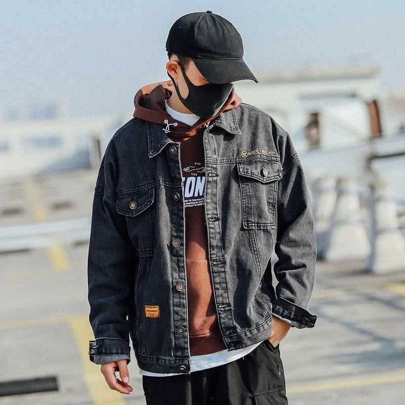 Casaco de ganga de grandes dimensões