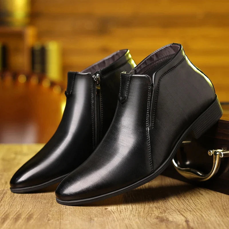 Botas de couro Beckett com fecho de correr