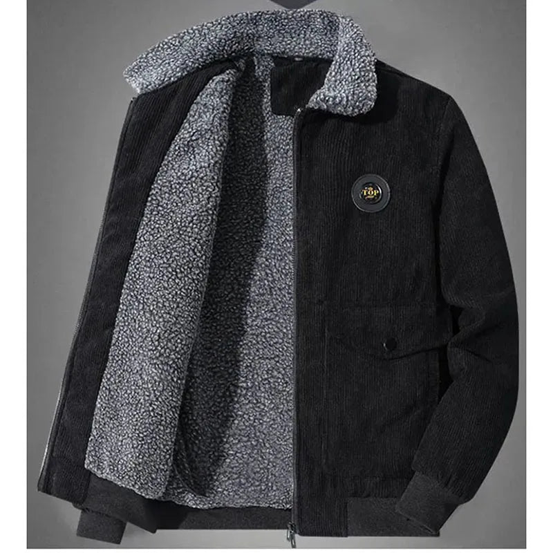 Casaco de bombazina com forro de lã elegante