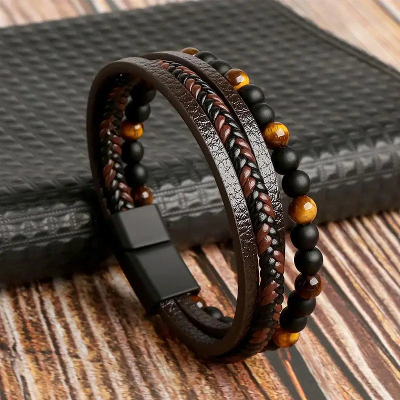 Pulseira clássica de couro para homem