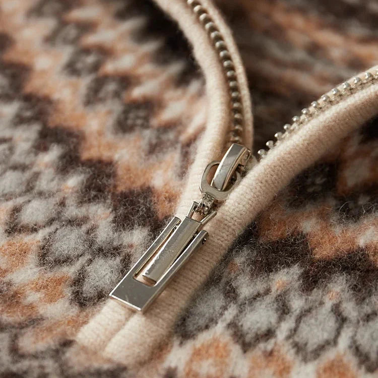 Camisola elegante com fecho de correr em caxemira