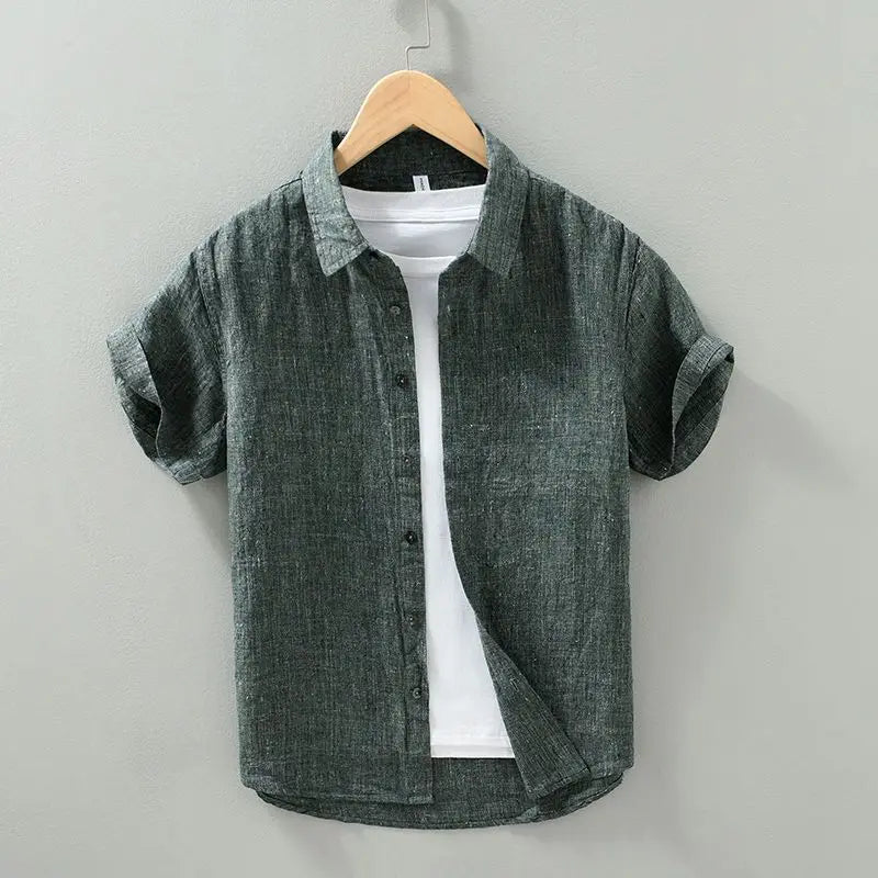 Camisa de linho de manga curta