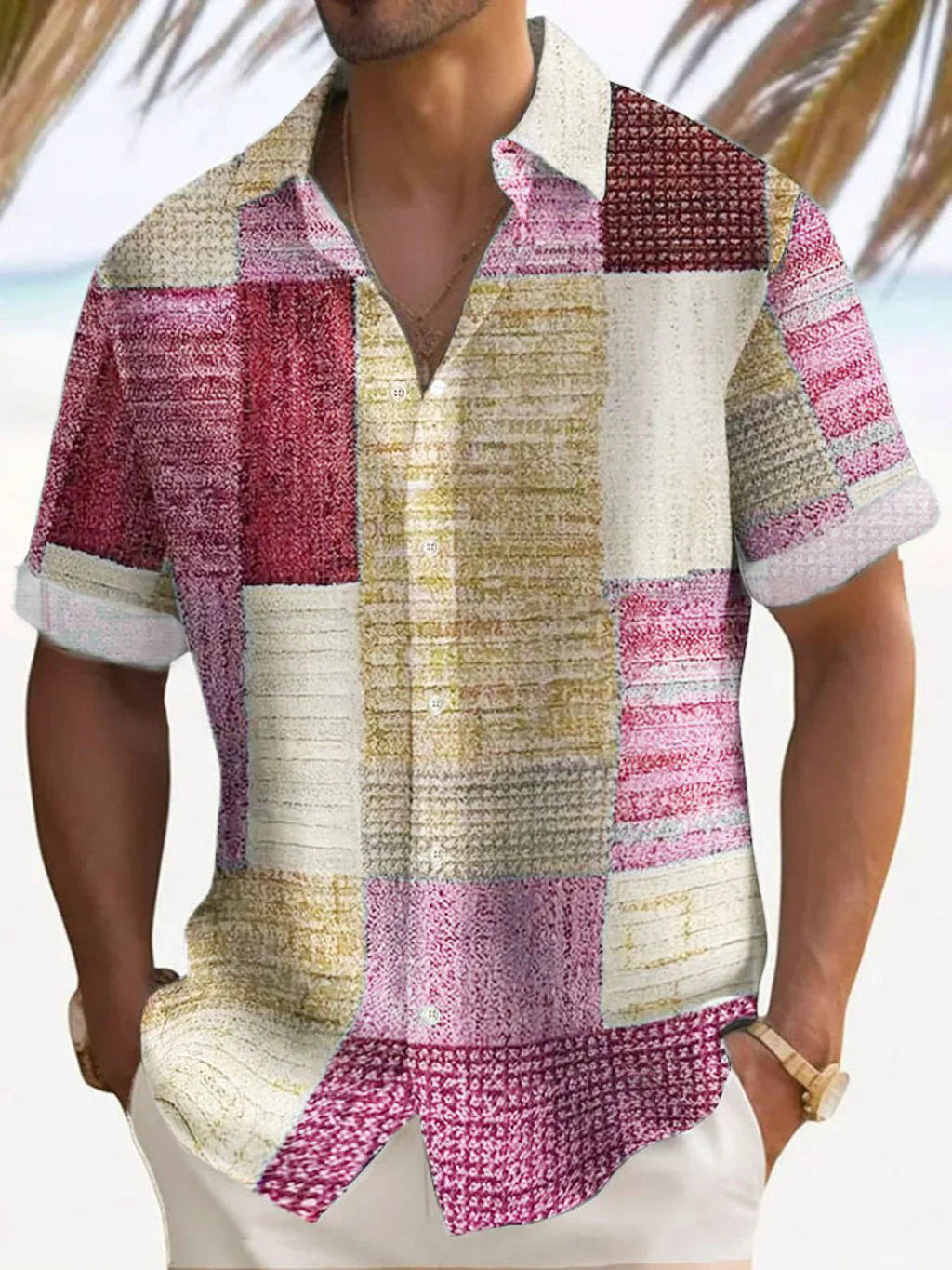 Camisa elegante em patchwork