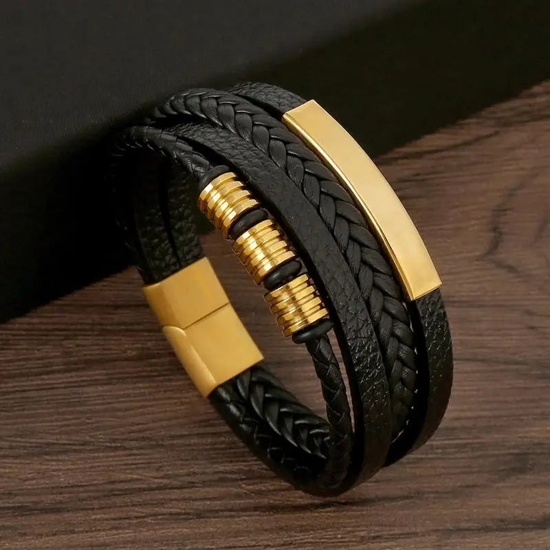 Pulseira clássica de couro para homem