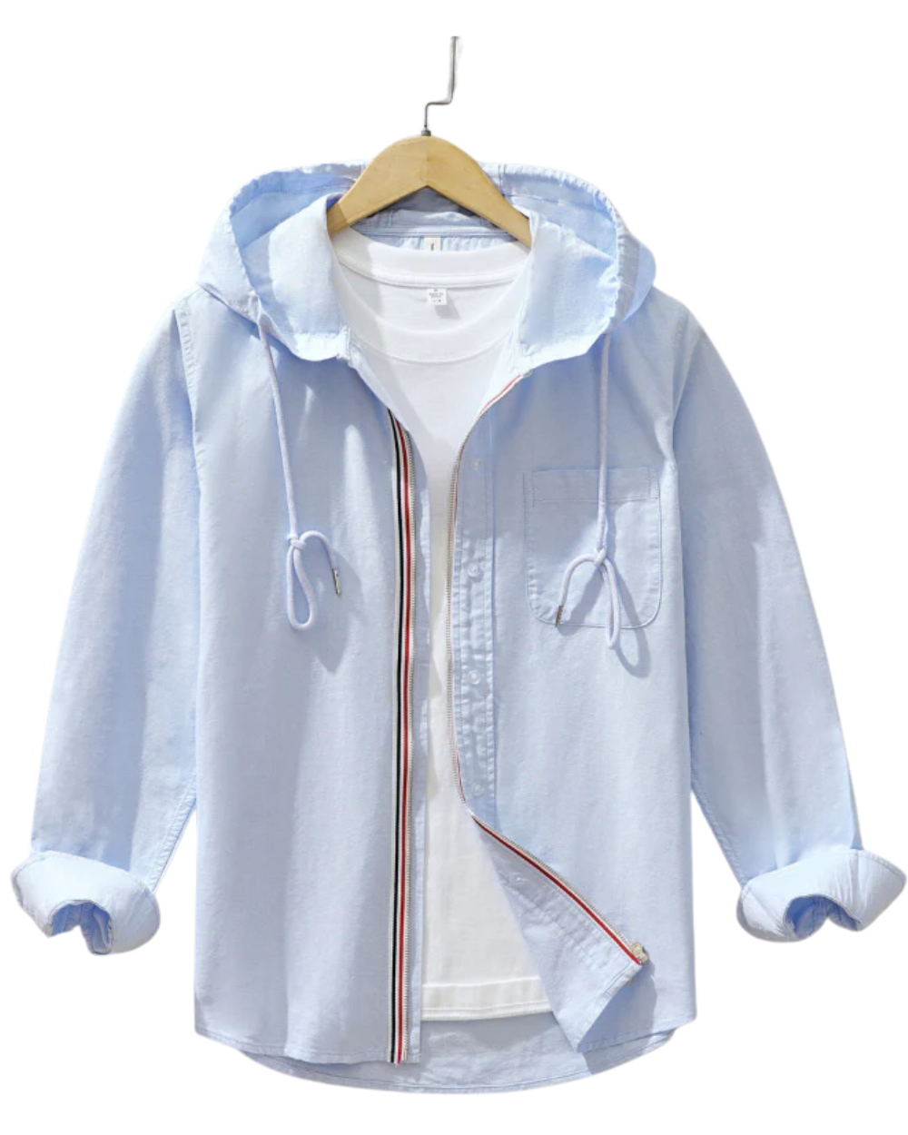 Casaco com capuz em linho