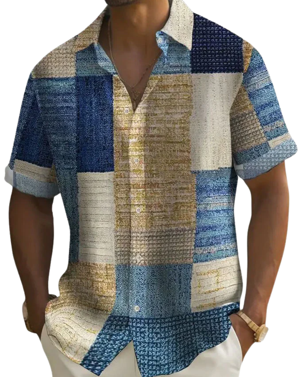 Camisa elegante em patchwork