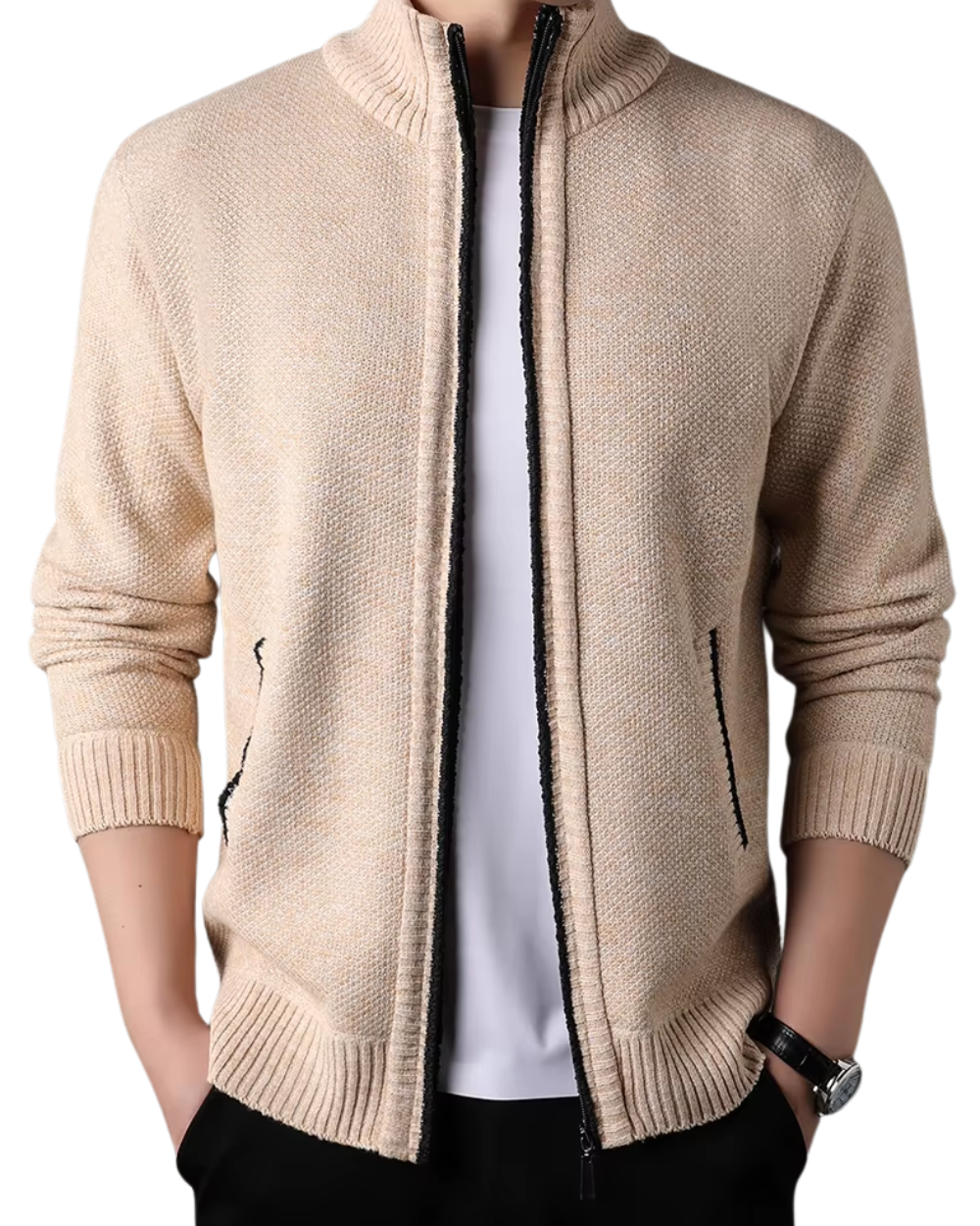 Casaco de malha elegante e chique