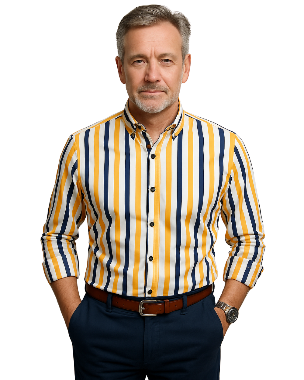 Givalli - Camisa casual às riscas para homem