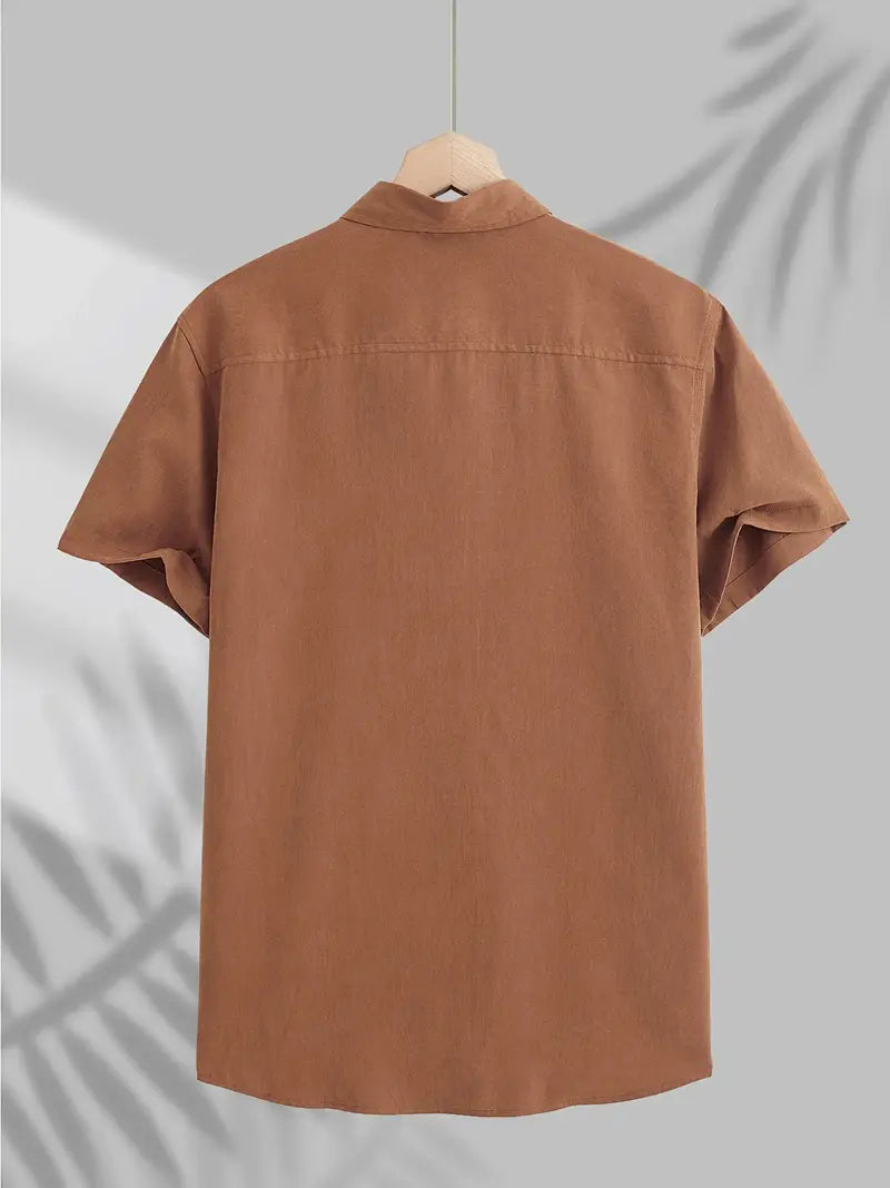 Camisa casual de algodão de manga curta