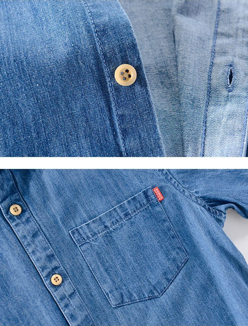 Camisa de ganga de manga curta