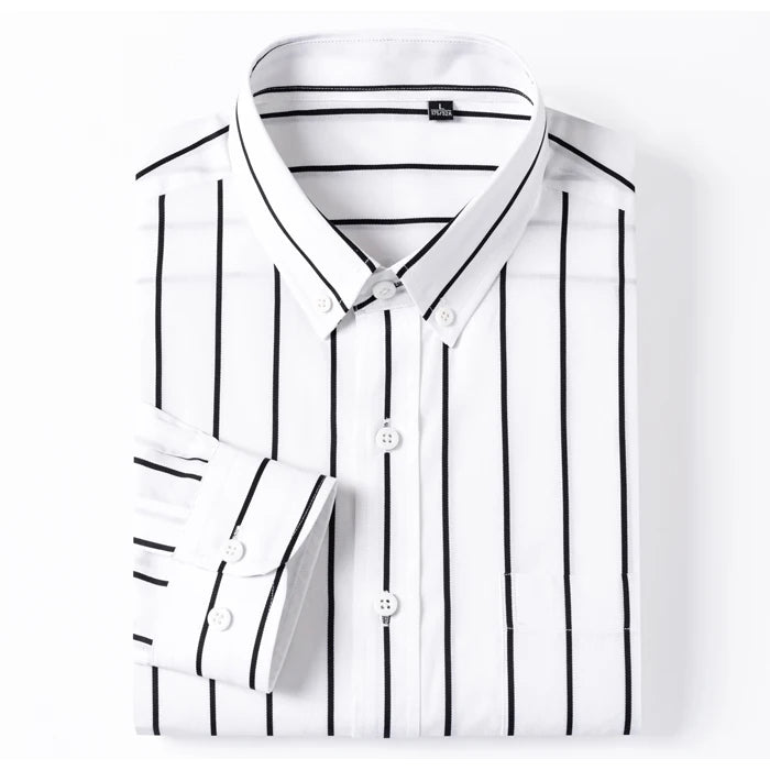 Camisa elegante de algodão às riscas
