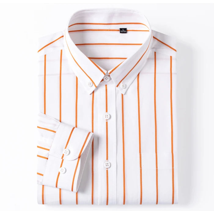 Camisa elegante de algodão às riscas