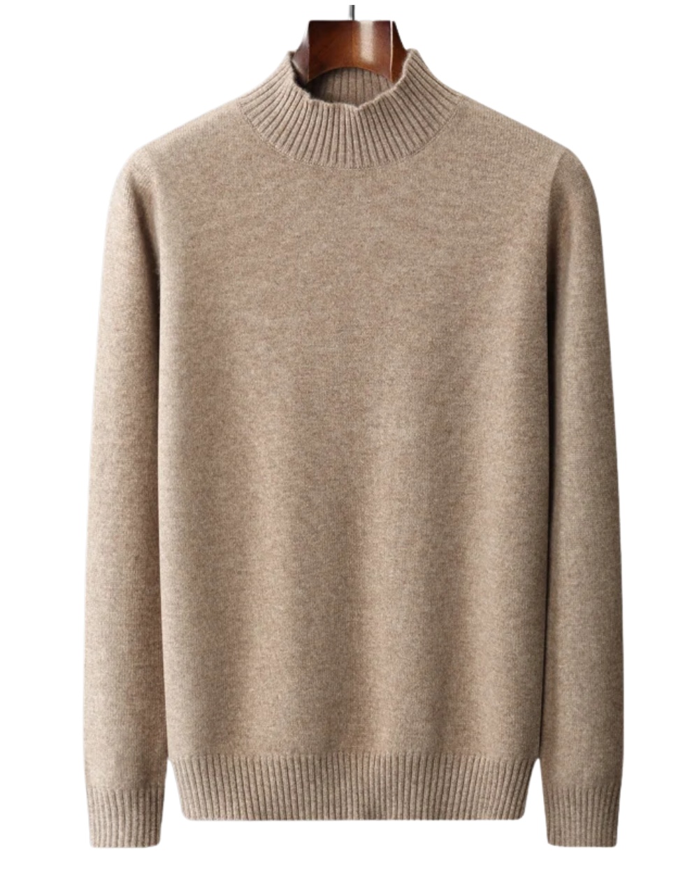 Elegante camisola de gola alta em lã merino