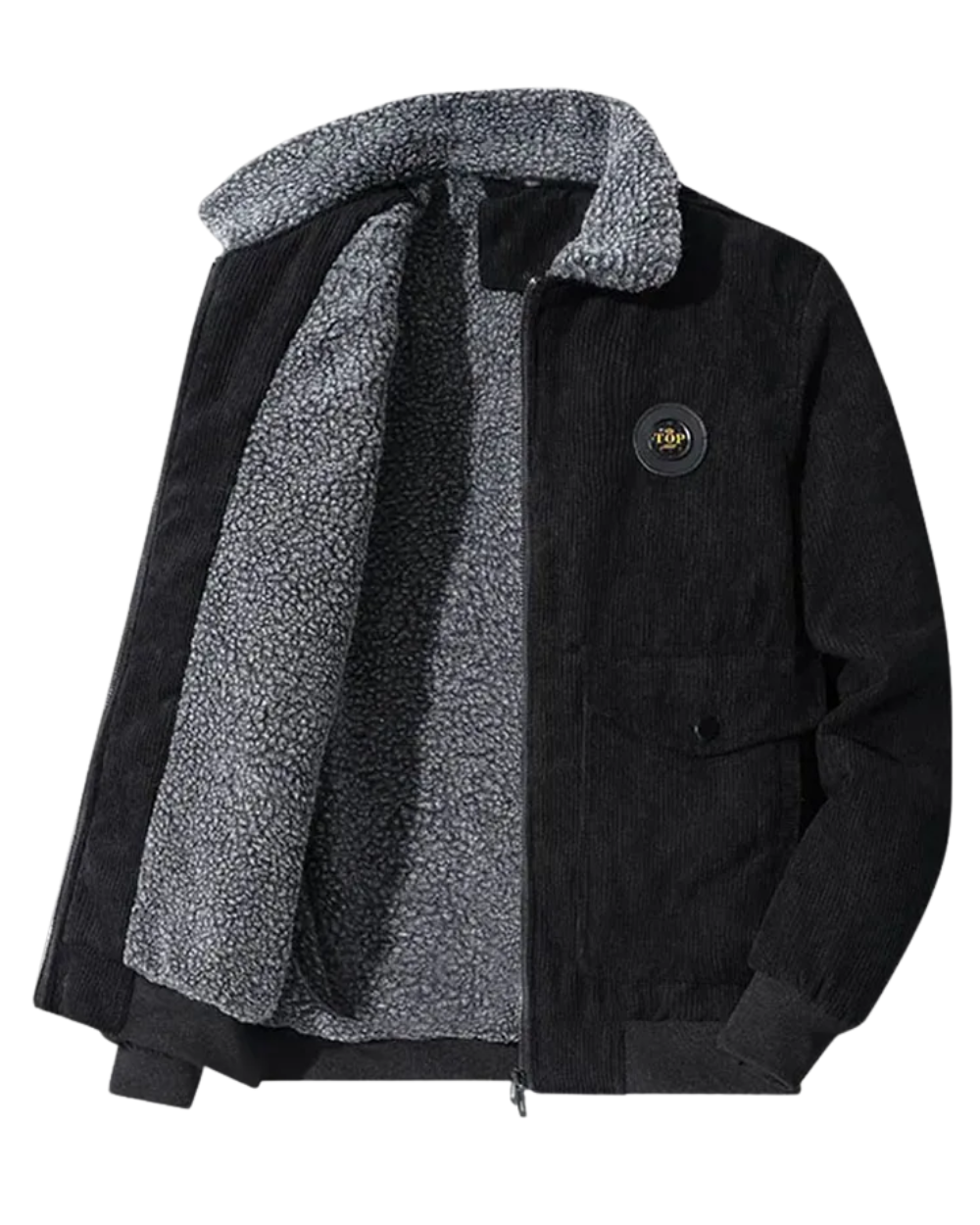 Casaco de bombazina com forro de lã elegante