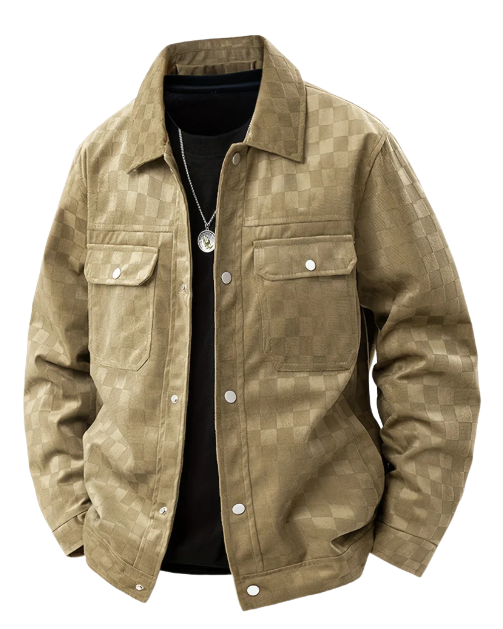 Casaco de camurça axadrezado