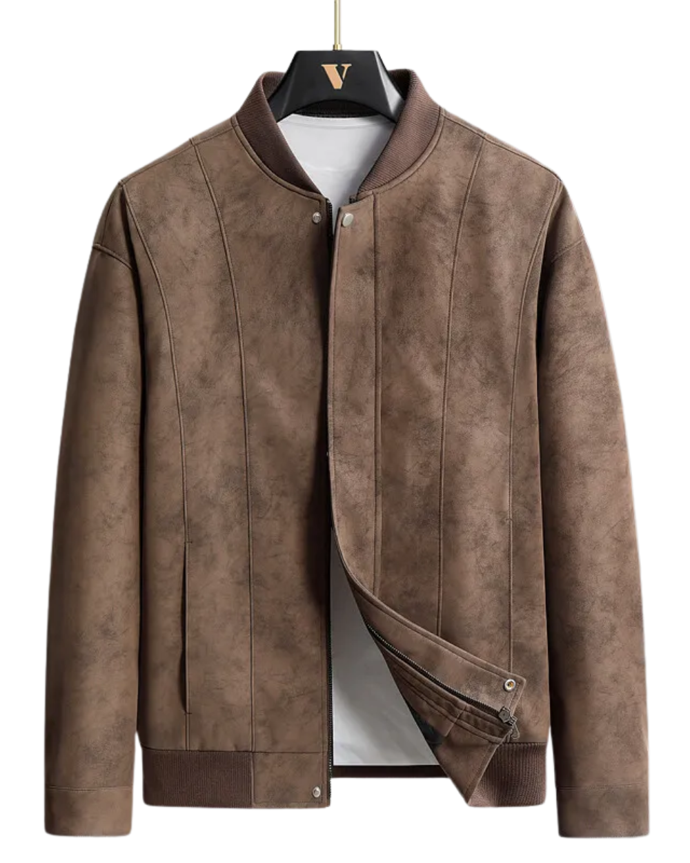 Casaco de basebol em camurça