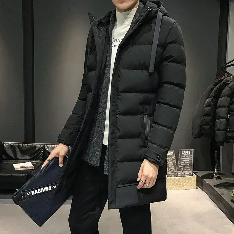 Casaco comprido de inverno para homem